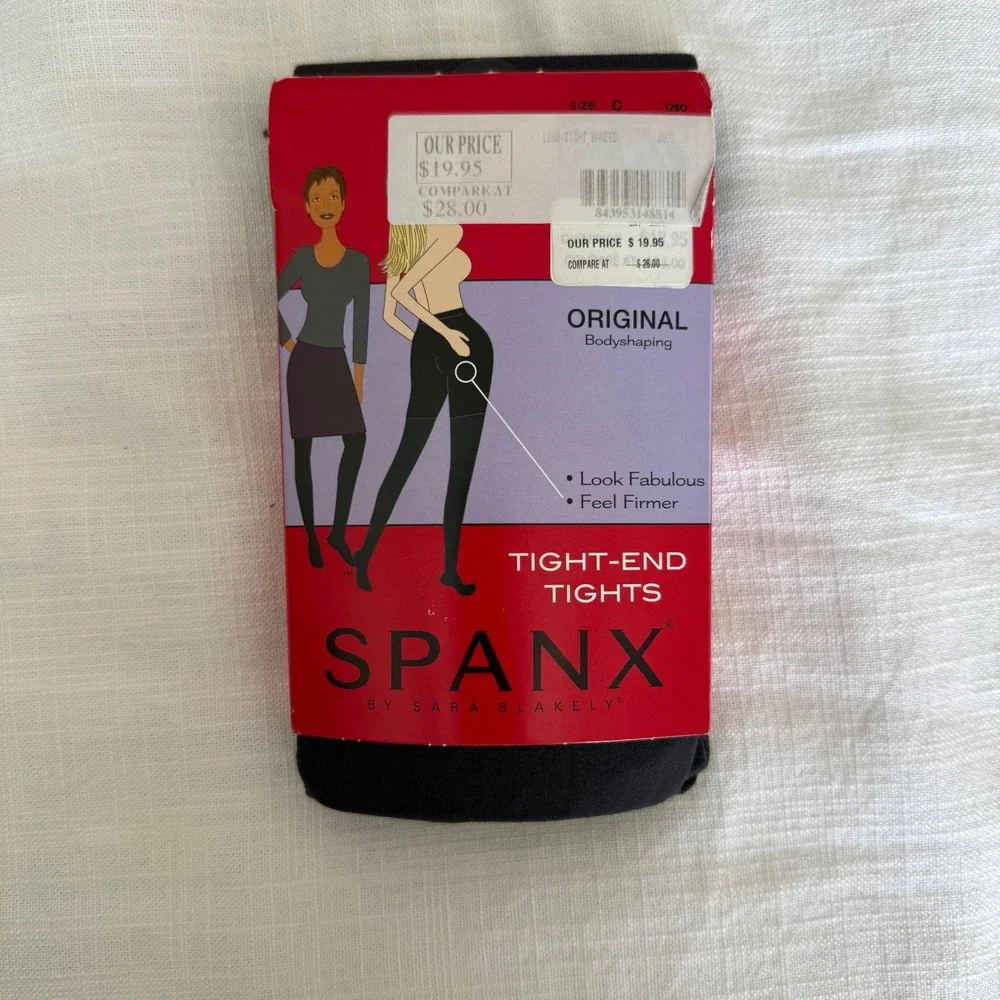 Spanx Tight-End Tights Black Original Bodyshaping Opaque Hosiery 1280 Size C